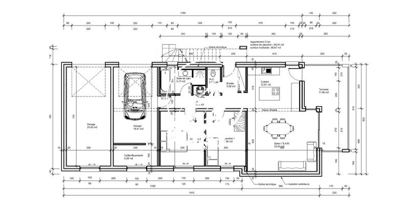 Appartement - 81 m² - 3 pièces