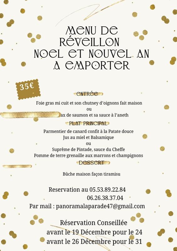 Menu du Réveillon à emporter