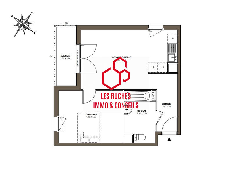 Appartement - 46 m² - 2 pièces