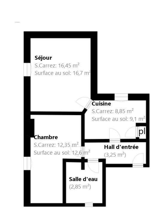 Appartement - 45 m² - 2 pièces