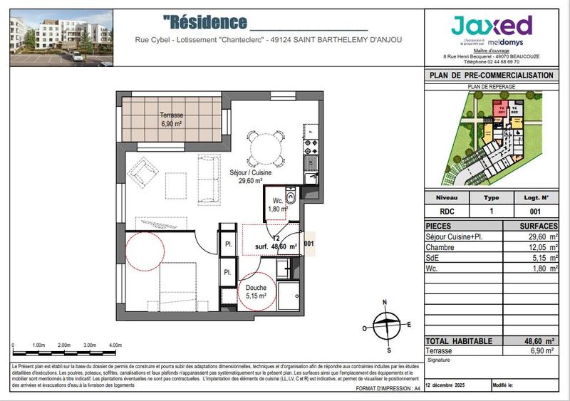 Appartement - 48 m² - 2 pièces