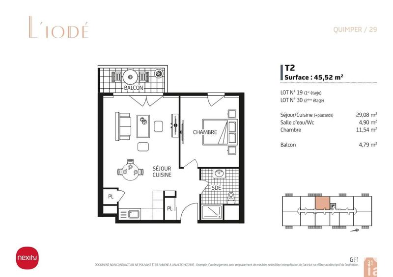 Appartement - 45 m² - 2 pièces