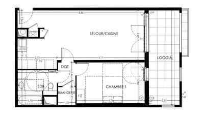 Appartement - 55 m² - 2 pièces