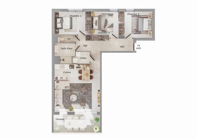 Appartement - 93 m² - 4 pièces