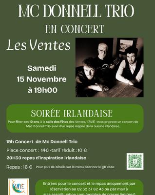 Concert de musique irlandaise avec le Mac Donnell Trio
