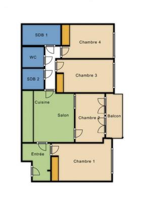 Chambre - 19 m² - 4 pièces