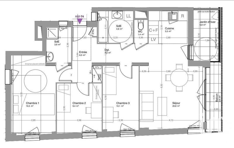 Appartement - 82 m² - 4 pièces