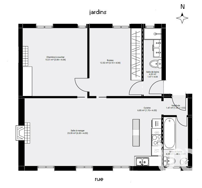 Appartement - 69 m² - 3 pièces