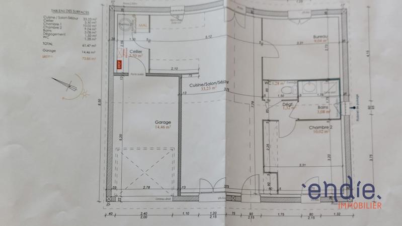 Maison - 61 m² - 3 pièces