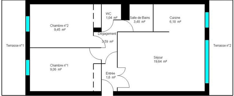 Appartement - 54 m² - 3 pièces