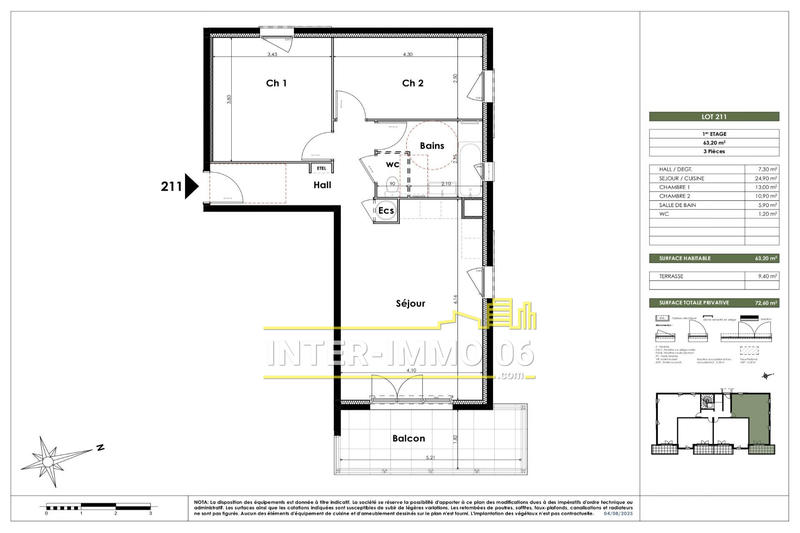 Appartement - 63 m² - 3 pièces