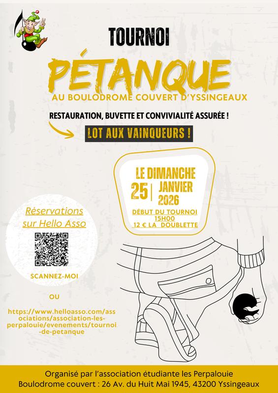 Tournoi de Pétanque au boulodrome couvert d'Yssingeaux