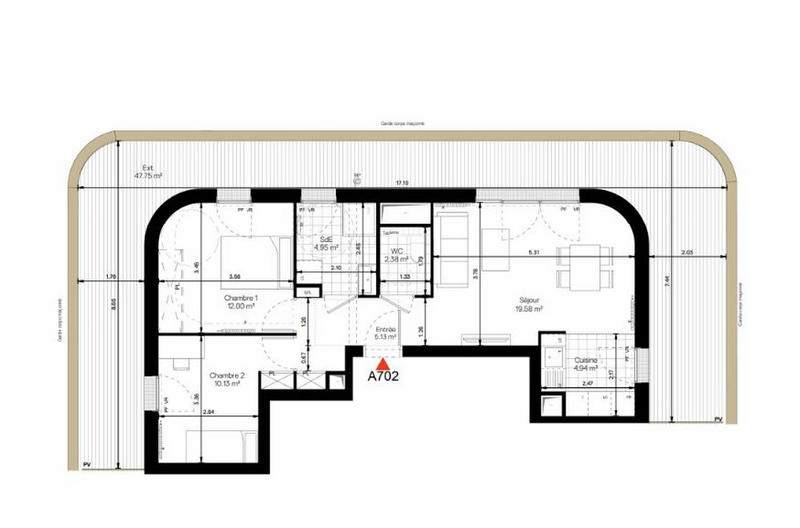 Appartement - 59 m² - 3 pièces