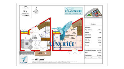 Appartement - 52 m² - 2 pièces
