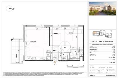 Appartement - 61 m² - 3 pièces