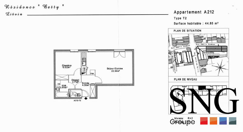 Appartement - 45 m² - 2 pièces