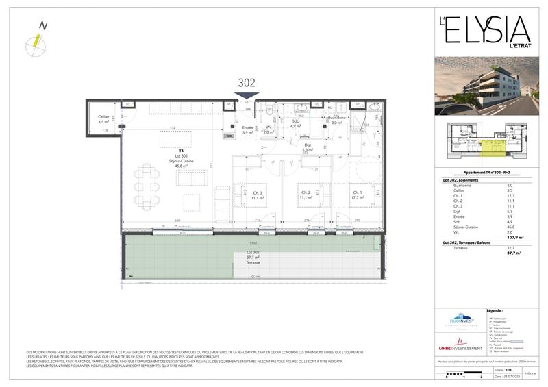 Appartement - 108 m² - 4 pièces