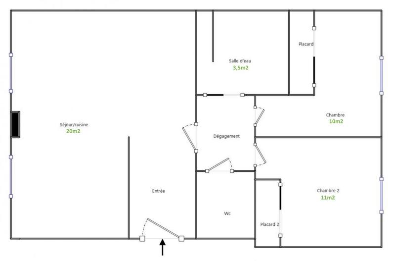 Appartement - 53 m² - 3 pièces