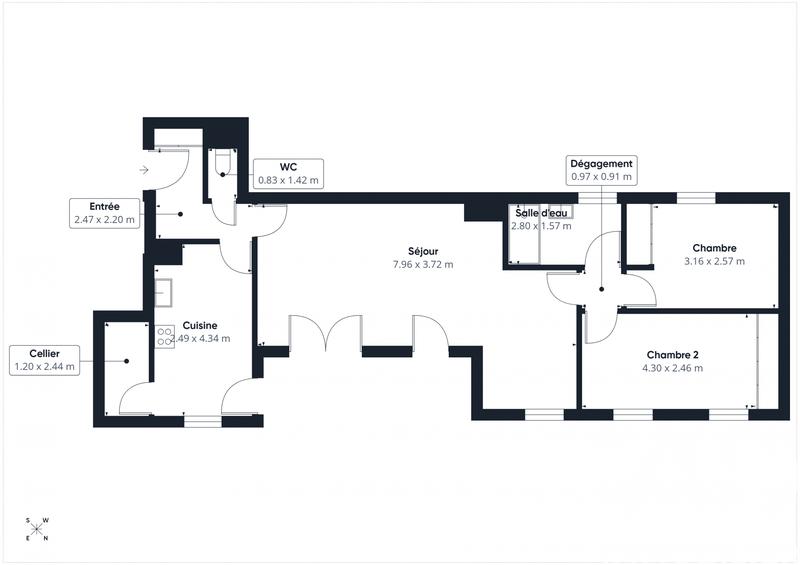 Appartement - 76 m² - 3 pièces