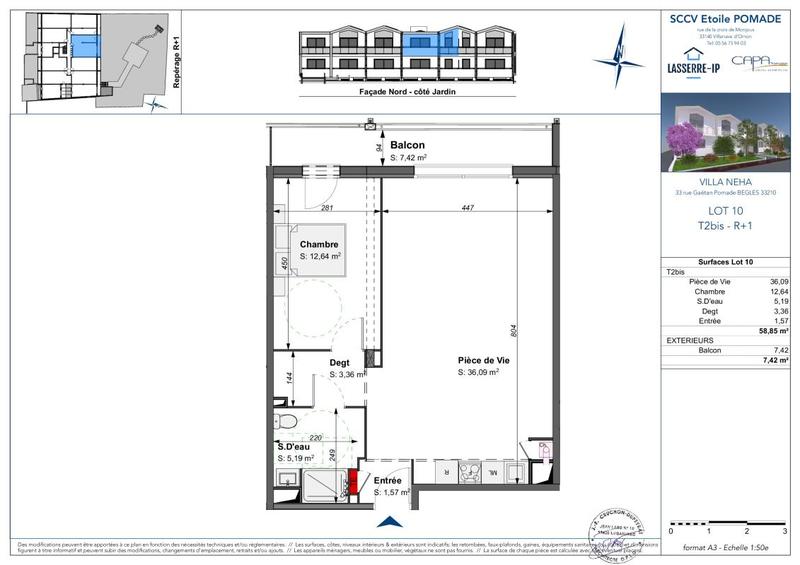 Appartement - 58 m² - 2 pièces