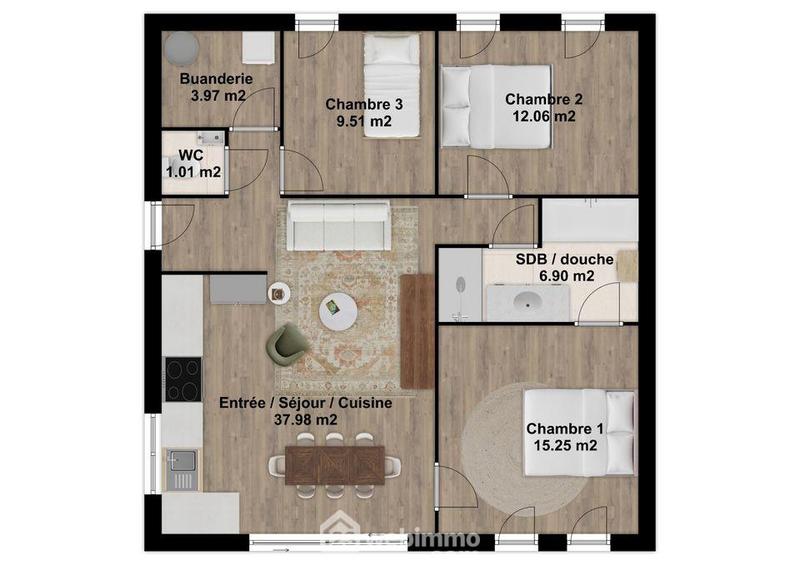 Maison - 88 m² - 4 pièces