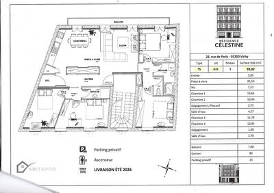 Appartement - 95 m² - 5 pièces