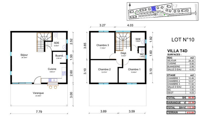 Maison - 90 m² - 4 pièces