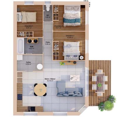 Maison - 78 m² - 5 pièces