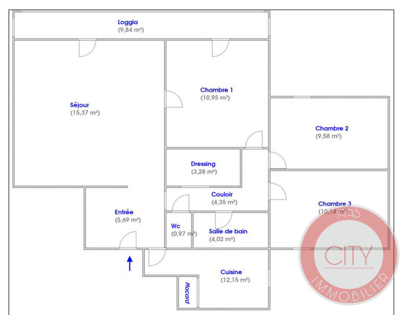 Appartement - 77 m² - 4 pièces