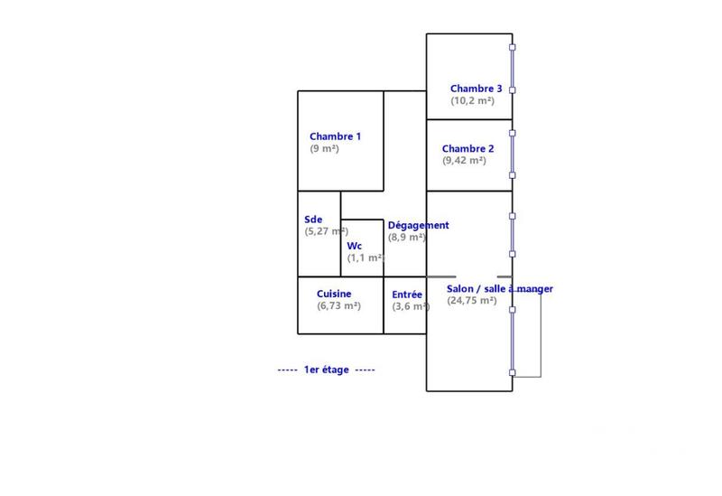 Appartement - 79 m² - 5 pièces