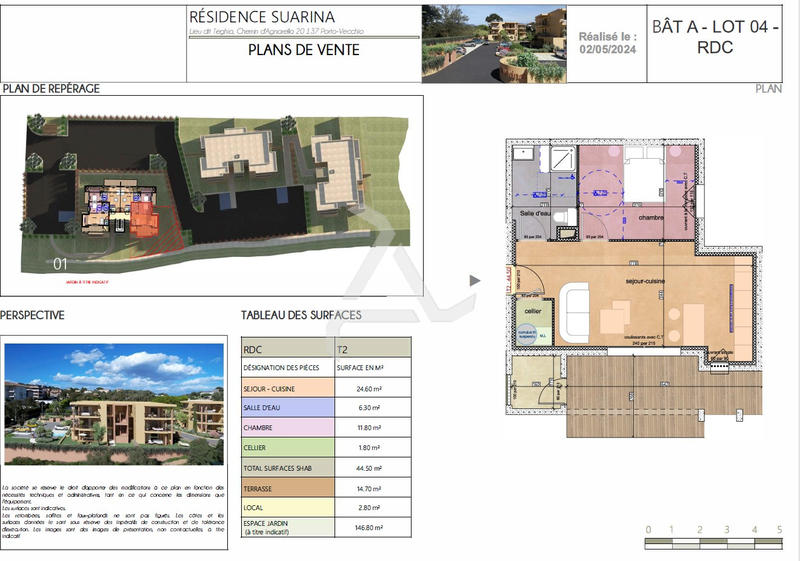 Appartement - 44 m² - 2 pièces