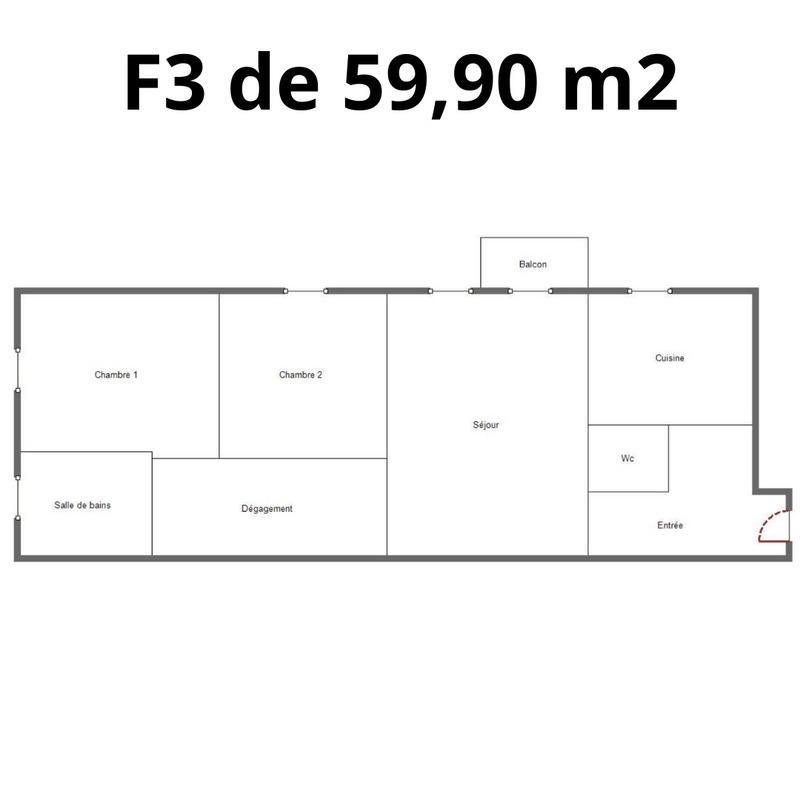 Appartement - 57 m² - 3 pièces
