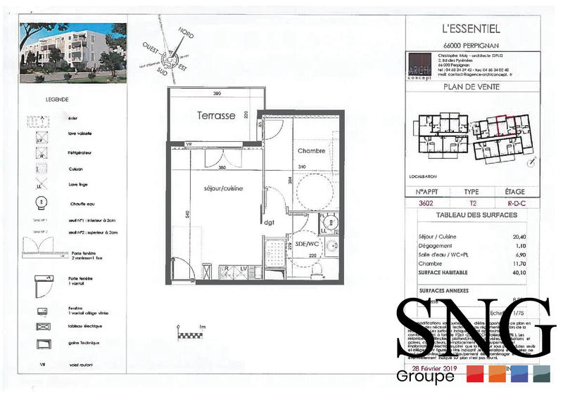 Appartement - 40 m² - 2 pièces