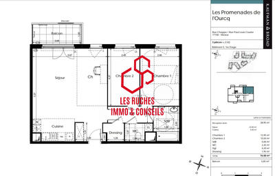 Appartement - 76 m² - 3 pièces