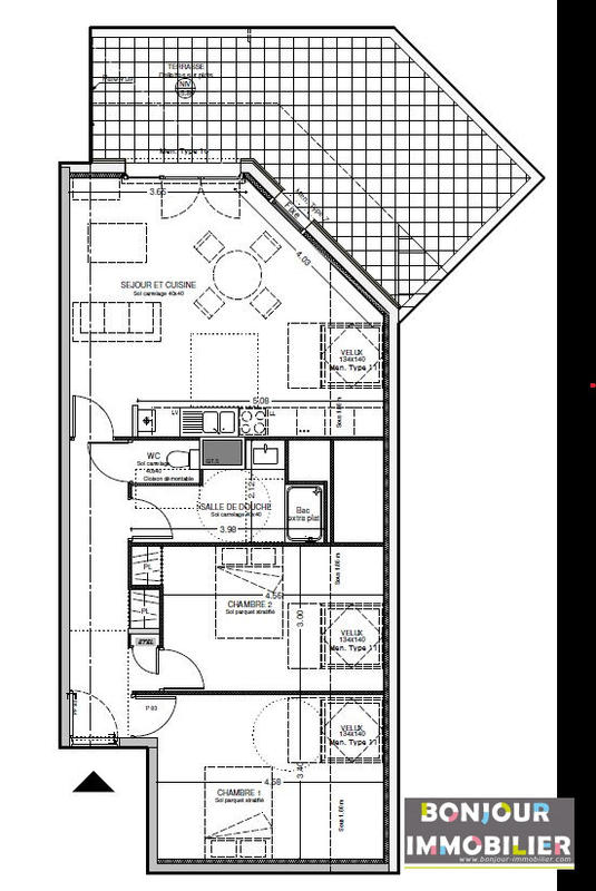 Appartement - 71 m² - 3 pièces