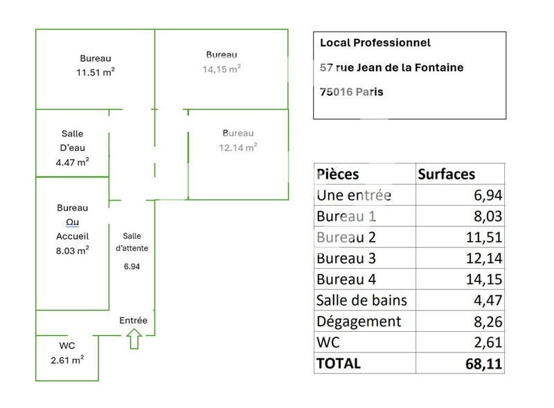 Appartement - 68 m² - 4 pièces