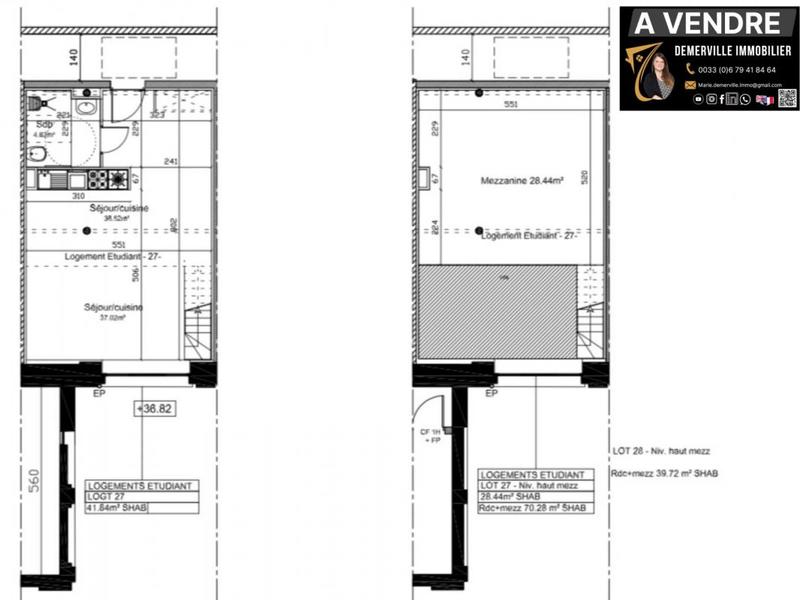 Appartement - 70 m² - 2 pièces