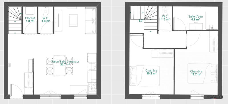 Duplex - 69 m² - 3 pièces