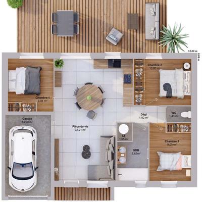 Maison - 70 m² - 5 pièces