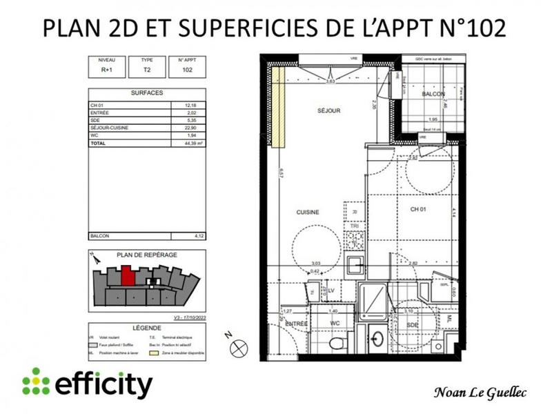 Appartement - 43 m² - 2 pièces