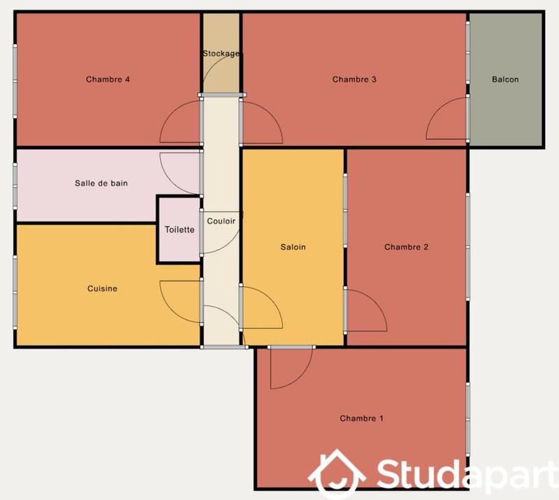 Chambre - 9 m² - 1 pièce