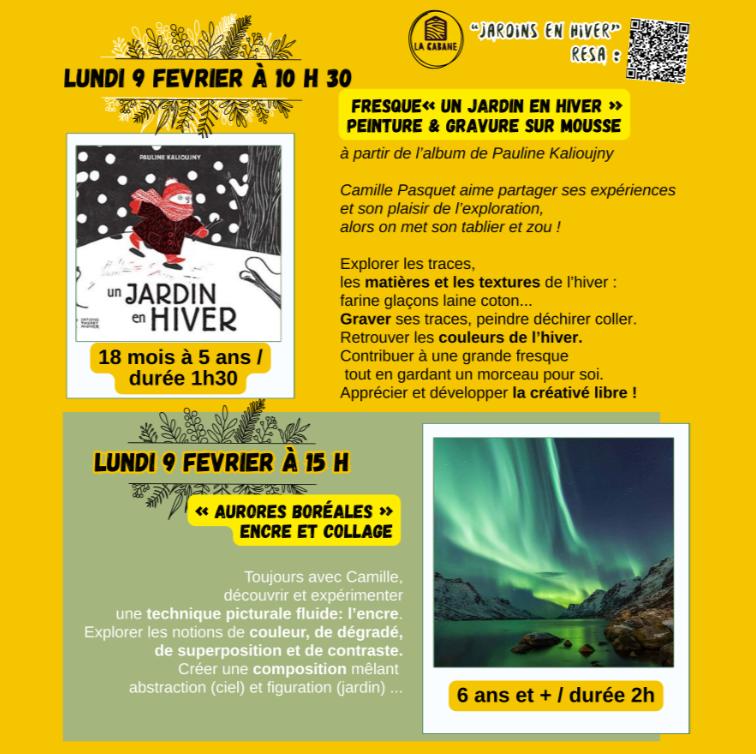 Fresque "Un jardin en hiver" peinture et gravure sur mousse