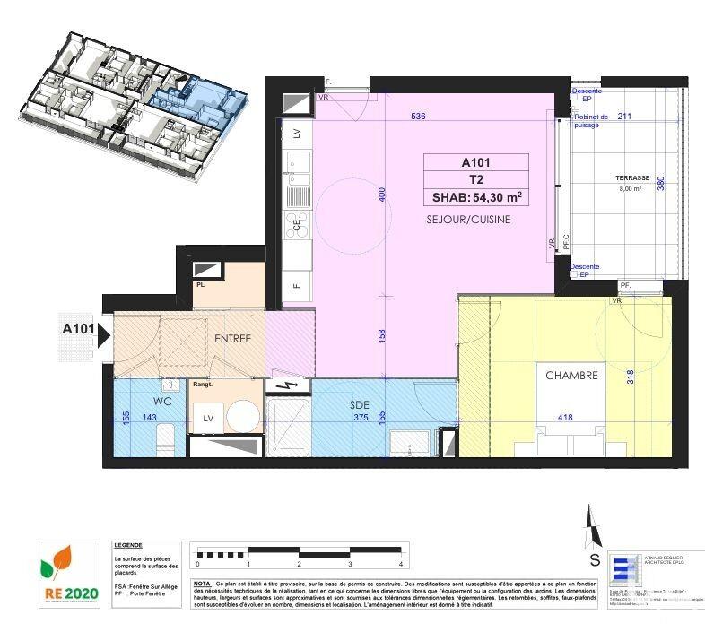 Appartement - 54 m² - 2 pièces
