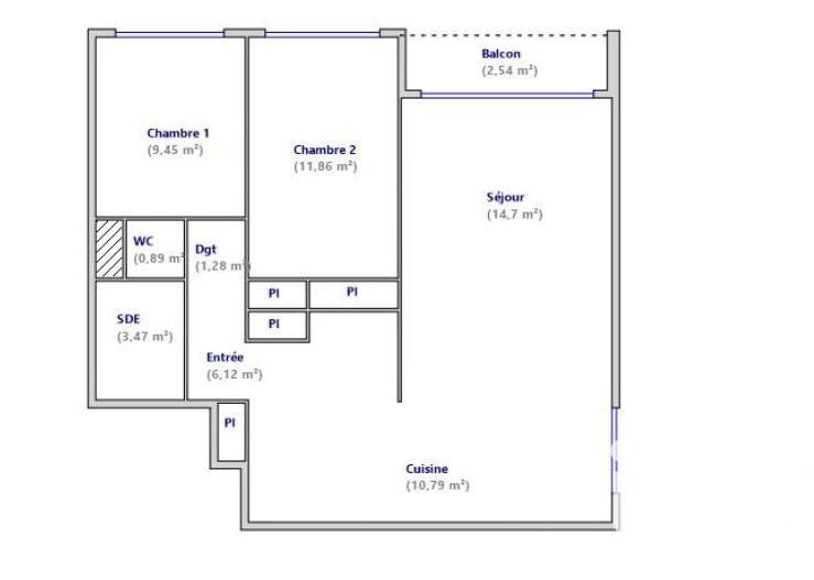 Appartement - 59 m² - 3 pièces