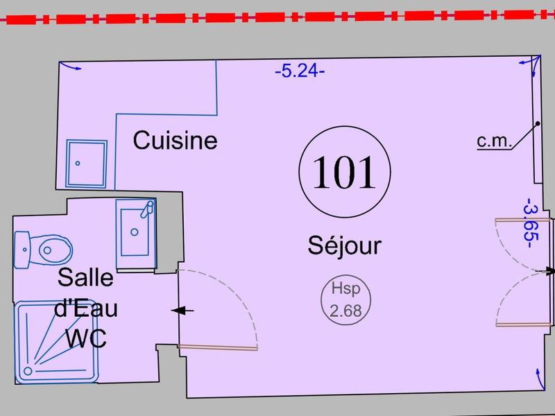Appartement - 19 m² - 1 pièce