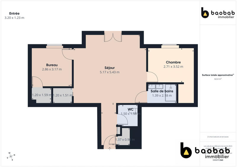 Appartement - 64 m² - 3 pièces
