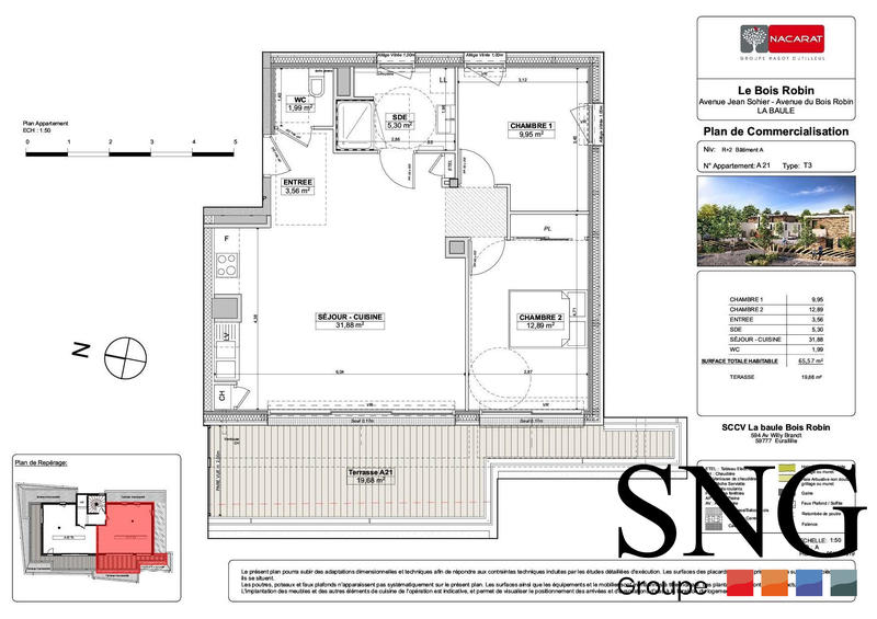 Appartement - 68 m² - 3 pièces