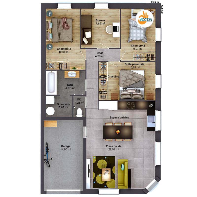 Maison - 82 m² - 6 pièces