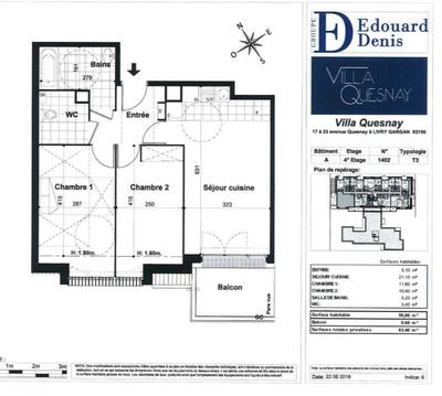 Appartement - 57 m² - 3 pièces