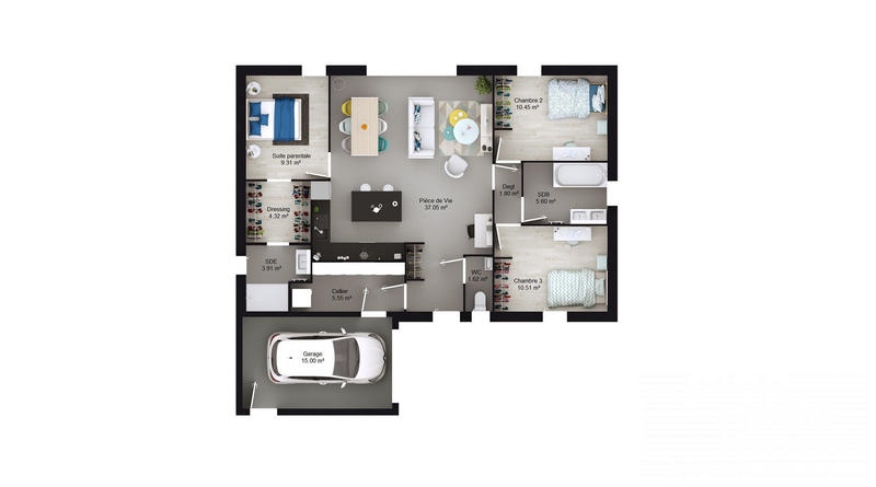 Maison - 90 m² - 4 pièces